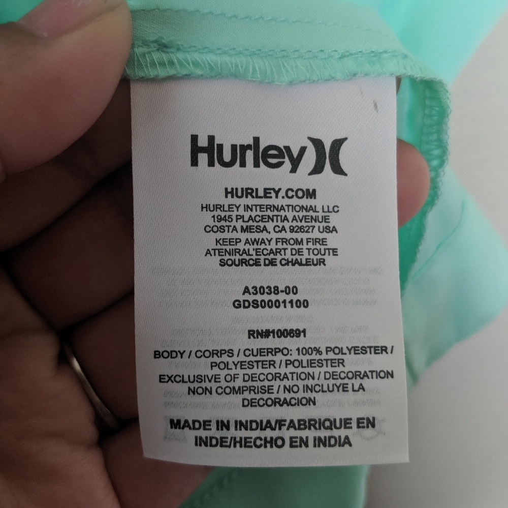 HURLEY Sea Green Tiered Shift Dress with Cutouts - Picture 7 of 8